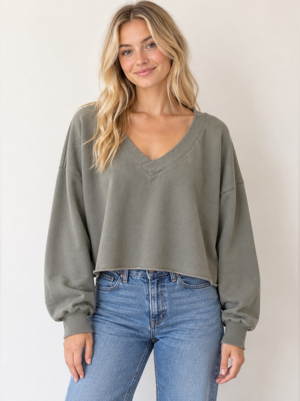 Nike Olive Green V-Neck Women's Sweater